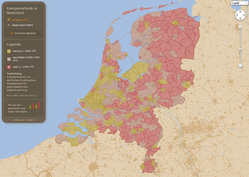 Energieverbruik in Nederland, per gemeente, aardgas en elektriciteit